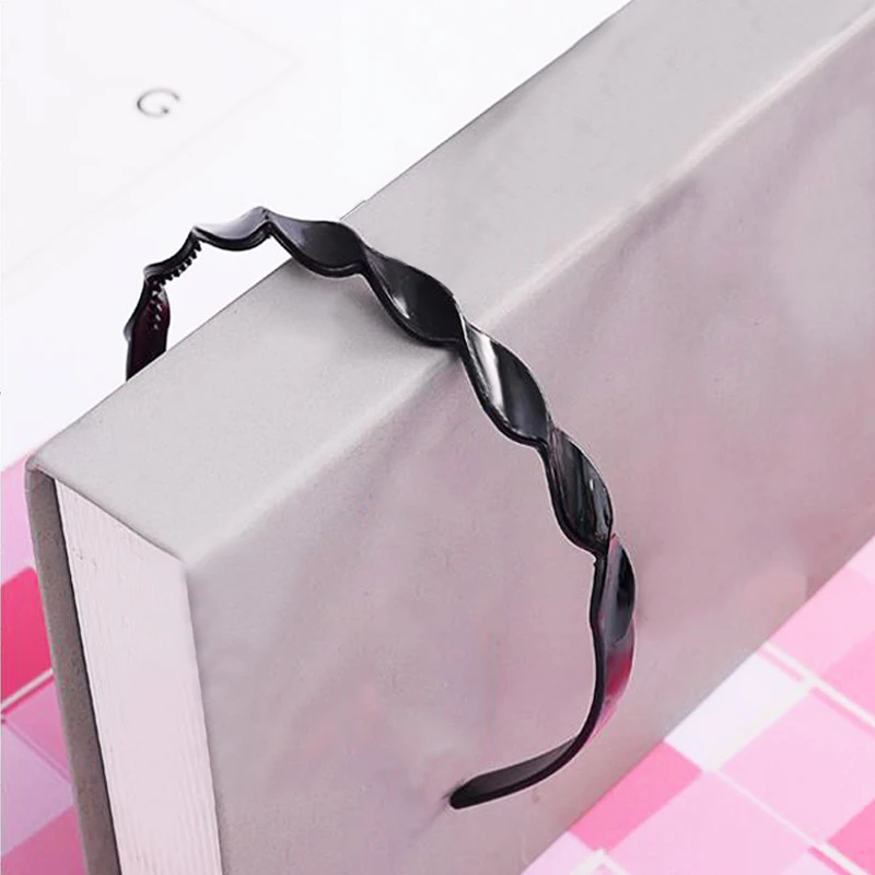 1Pc Unisex Plastic Black Wavy Hair Hoop Headdress for Women Men Sport Headband With Teeth Female Accessories Hairband |