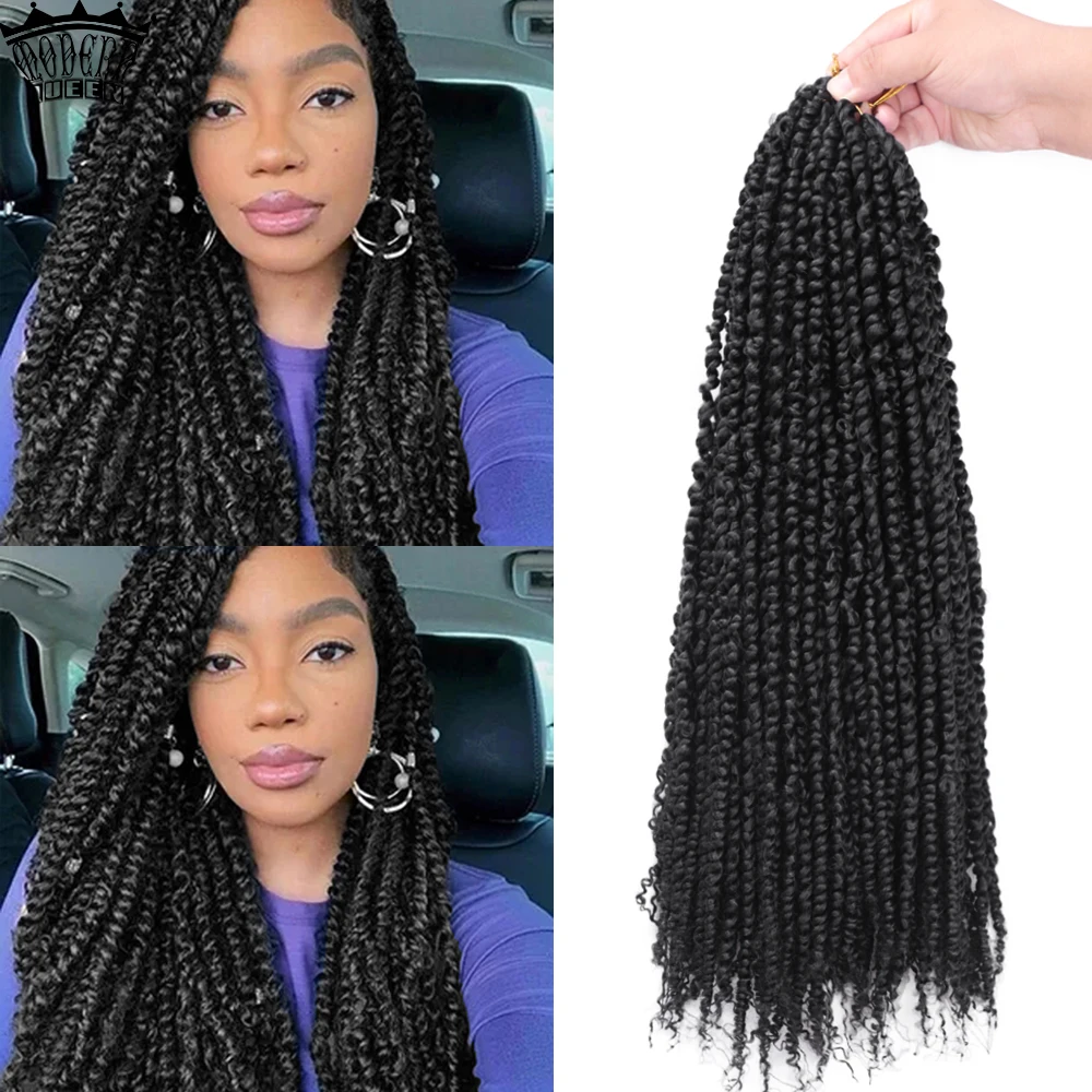 

MODERN QUEEN 18inch Pre Twisted Passion Twist Hair Crochet Hair Synthetic Ombre Bomb Twist Pre looped Fluffy Spring Twists Braid