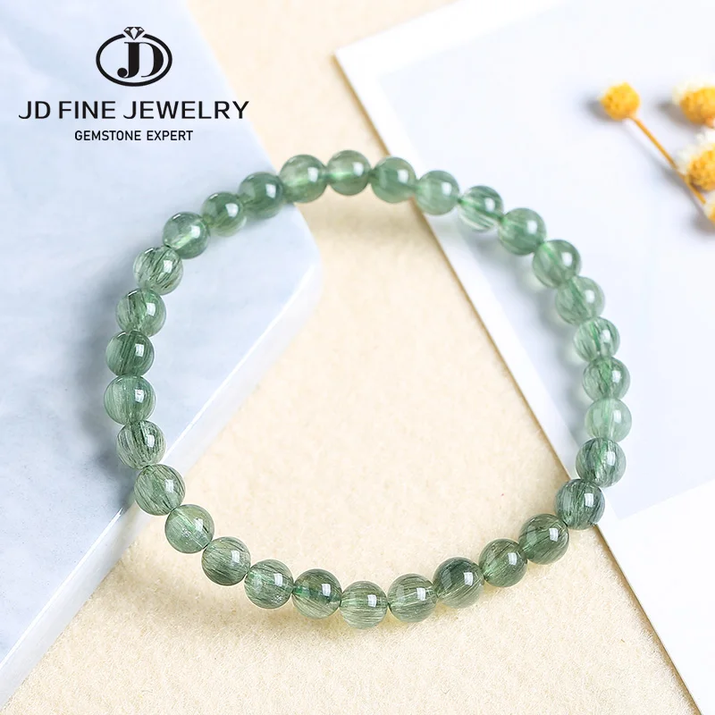 JD натуральный зеленый Рутиловый Кварц (Бразилия) с украшением в виде кристаллов