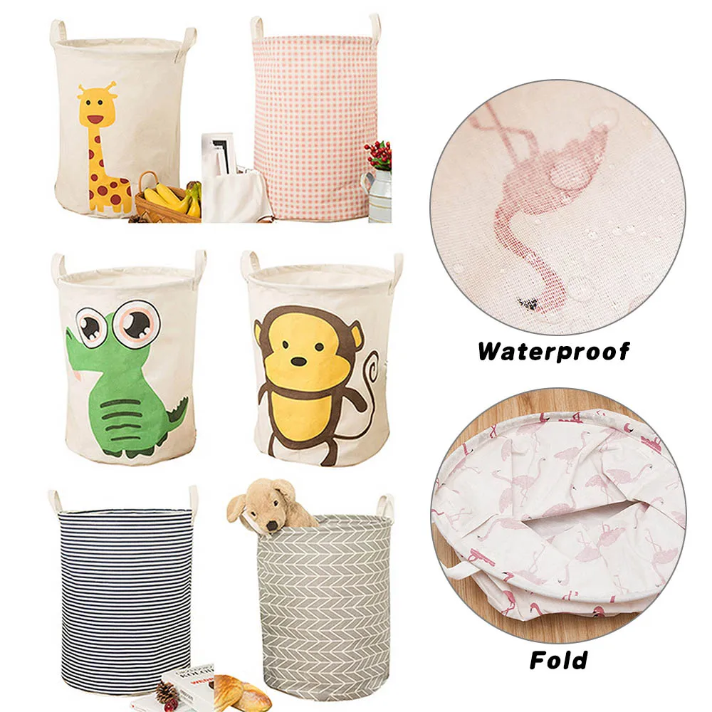 1PCs Foldable Waterproof Round Laundry Basket Geometric Hamper Practical Storage Bin Clothes Toy Collapsible Holder Organizer | Дом и сад