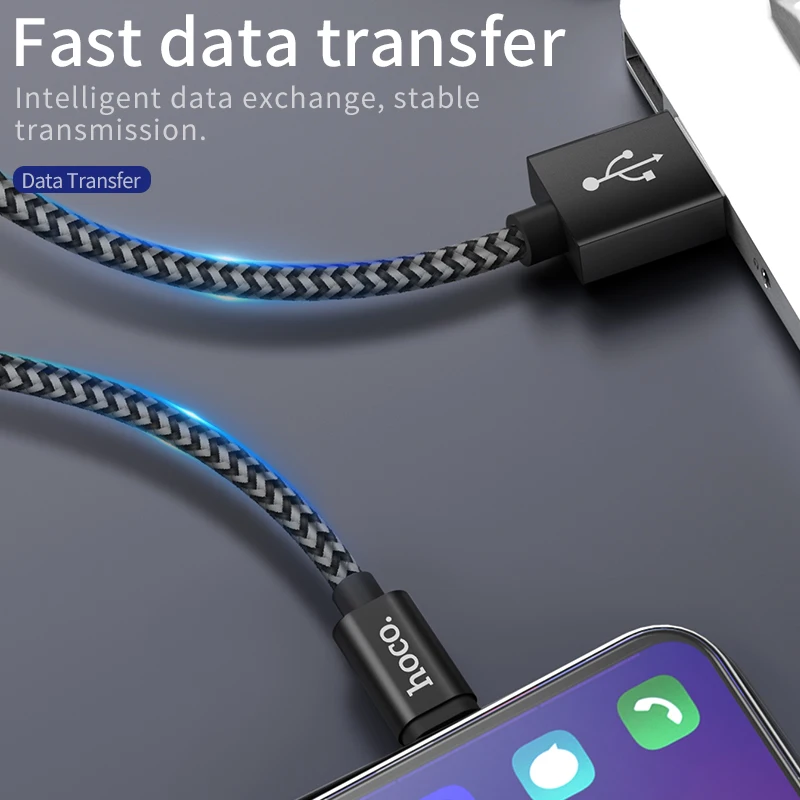 Кабель Hoco Micro USB в нейлоновой оплетке 2 м/1 м А кабель для быстрой зарядки и передачи