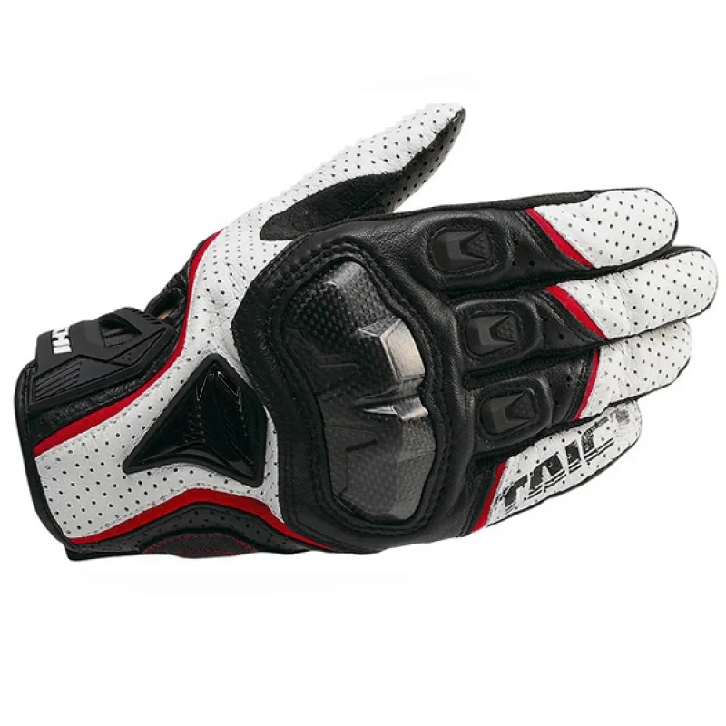Защитные кожаные перчатки для мотокросса из углеродного волокна MOTO GP PRO Racing Black Carbon Fibre Guantes Gants Moto для мужчин и женщин - Цвет: BLACK WHITE and RED