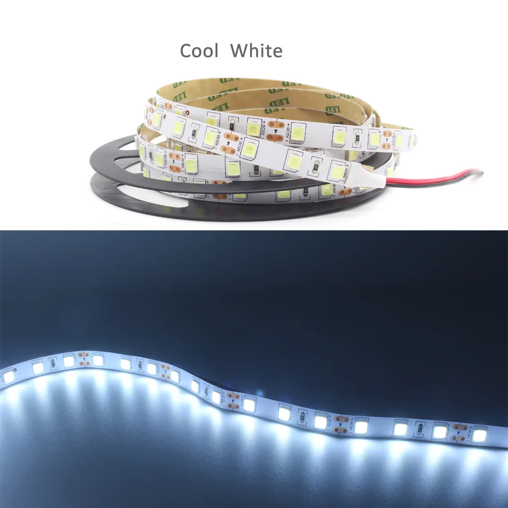 12V светодиодный лента SMD 5054 60 Светодиодный s/М, 5 м Светодиодные ленты света, работающего на постоянном токе 12 В в Водонепроницаемый Гибкая полоса лента теплого белого декоративная подсветка для дома
