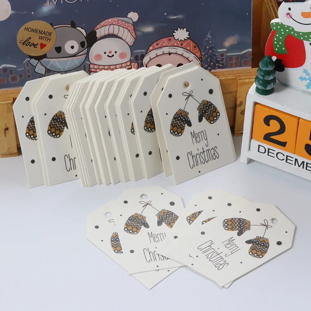 1/50x DIY крафт-бирки веселые рождественские этикетки Подарочная Оберточная Бумага