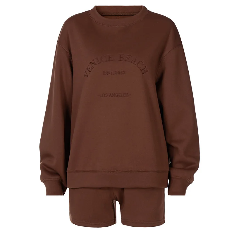 

Shorts Set Women 2 Piece Set Long Sleeve Sweatshirt Loose Casual Women Tracksuit Loungewear Shorts Outfits Autumn Outerwear