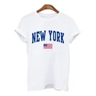 Женская футболка с изображением национального флага Нью-Йорка, с коротким рукавом