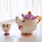 2022 мультяшная Красавица и чудовище, чайный горшок, кружка, Mrs Potts, стеклянный горшок, чашка, один набор, милый Рождественский подарок