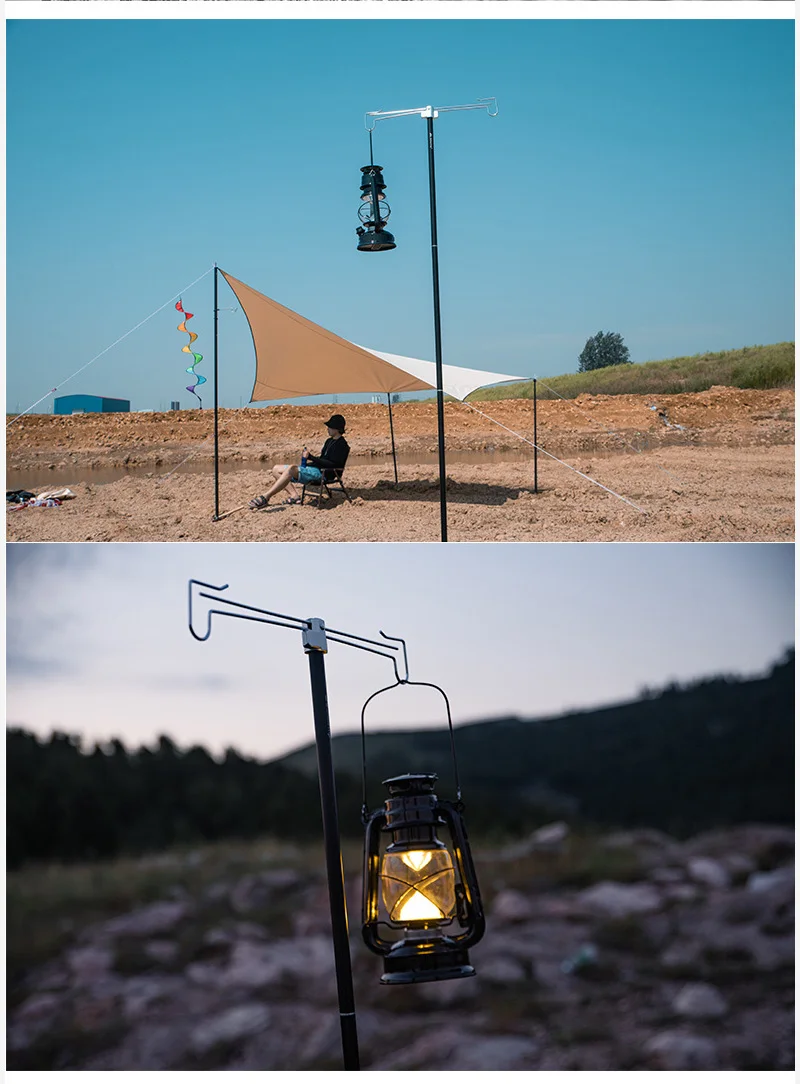 Camping Folding Light Stand Shrink Outdoor Lantern Height Adjustable Standing Ultralight Aluminum Hanger | Спорт и развлечения