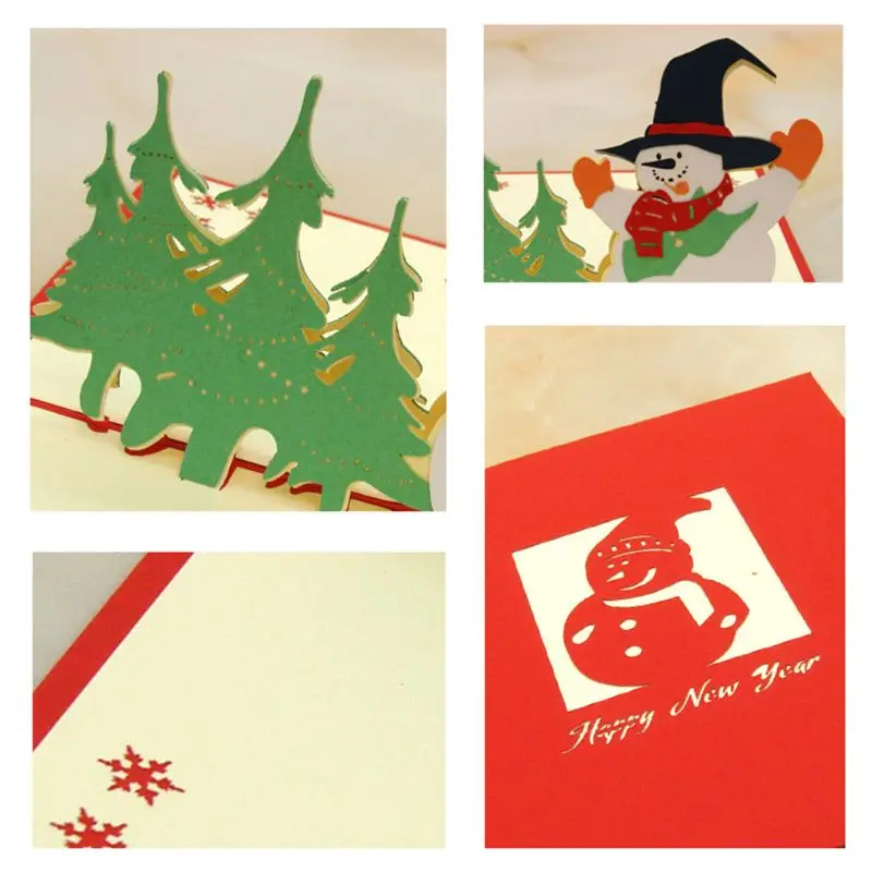 

4pcs 3D Pop Up Christmas Cards 4 Pack Blank Greeting Holiday Cards with Envelope U90A
