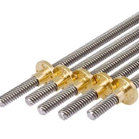 3d printer parts t8 lead screw od 8mm pitch 2mm 250mm 300mm 330mm with brass nut for stepper motor threaded rod stainless lead