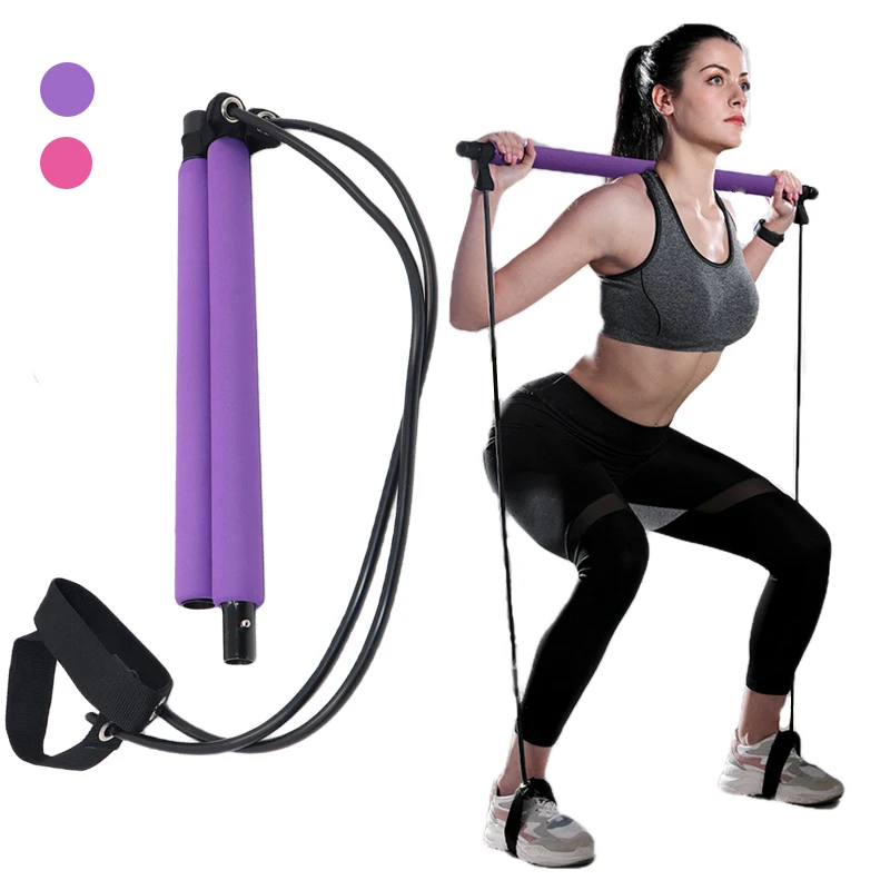 

Yoga Fitness Pilates Bar Resistance Band Trainer Yoga Trolley Pull Rope Portable Home Gym Body Exercise New 2021 Recommend