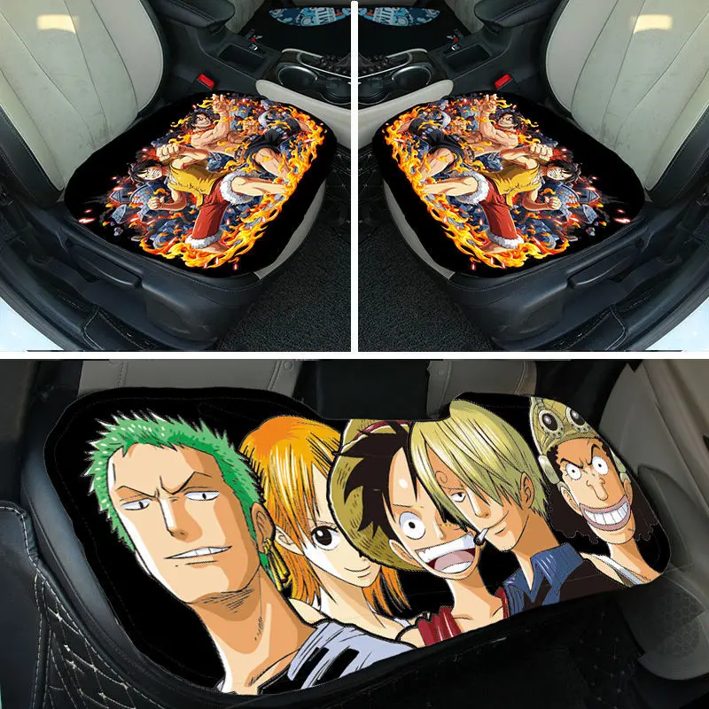 

Anime Zoro Luffy Car Seat Covers Cushion Cartoon Short Velvet Non Slip Cushion General Interior Decoration Accessories