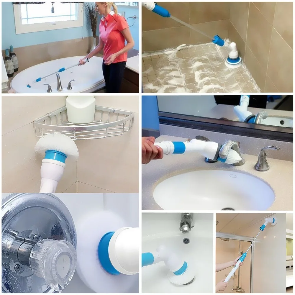 Электрический скруббер 360 беспроводной Перезаряжаемый очиститель для ванной