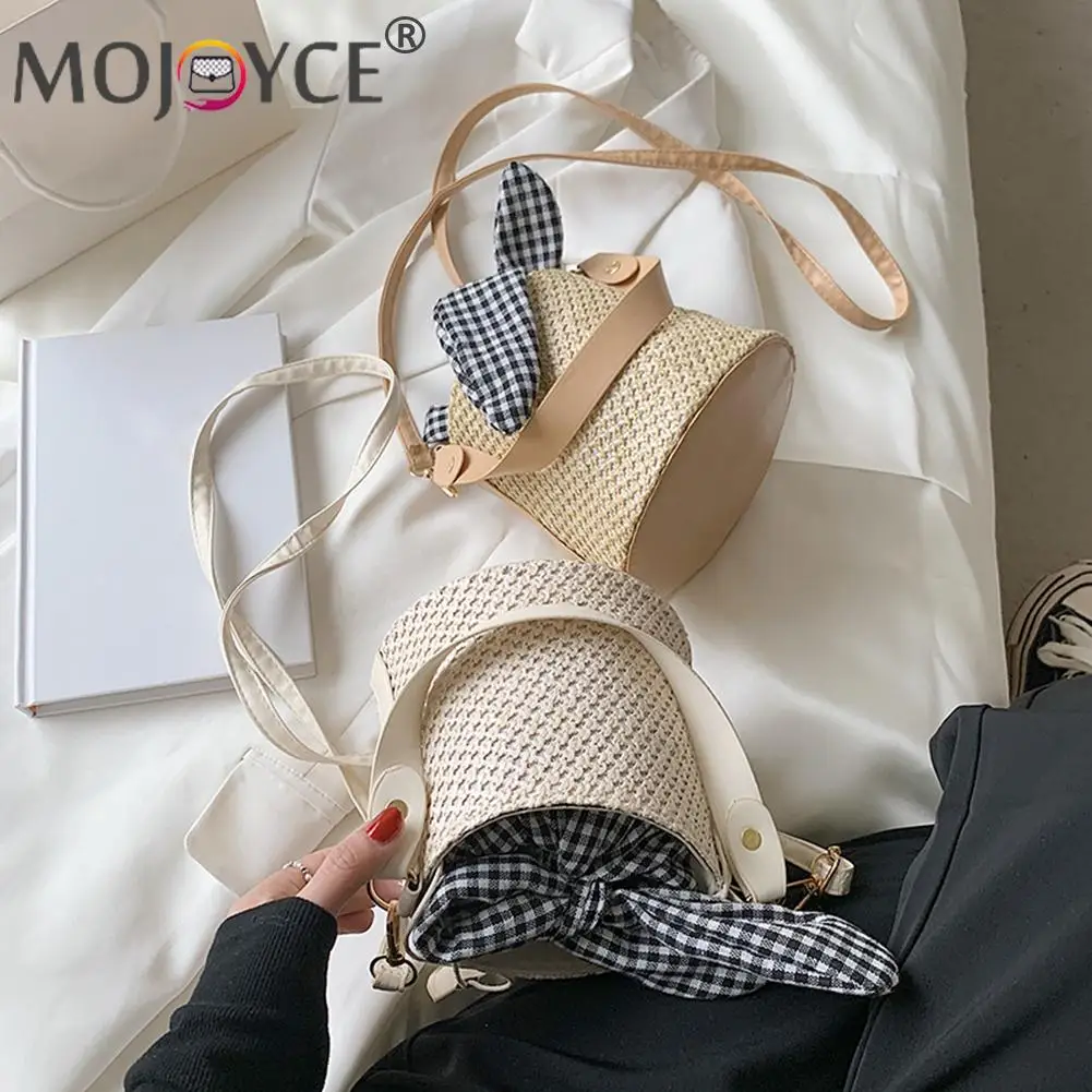 

Повседневные сумки на плечо, тканые сумочки, ретро плетеная сумка на плечо из искусственной кожи, Женская пляжная однотонная мини сумка-меш...