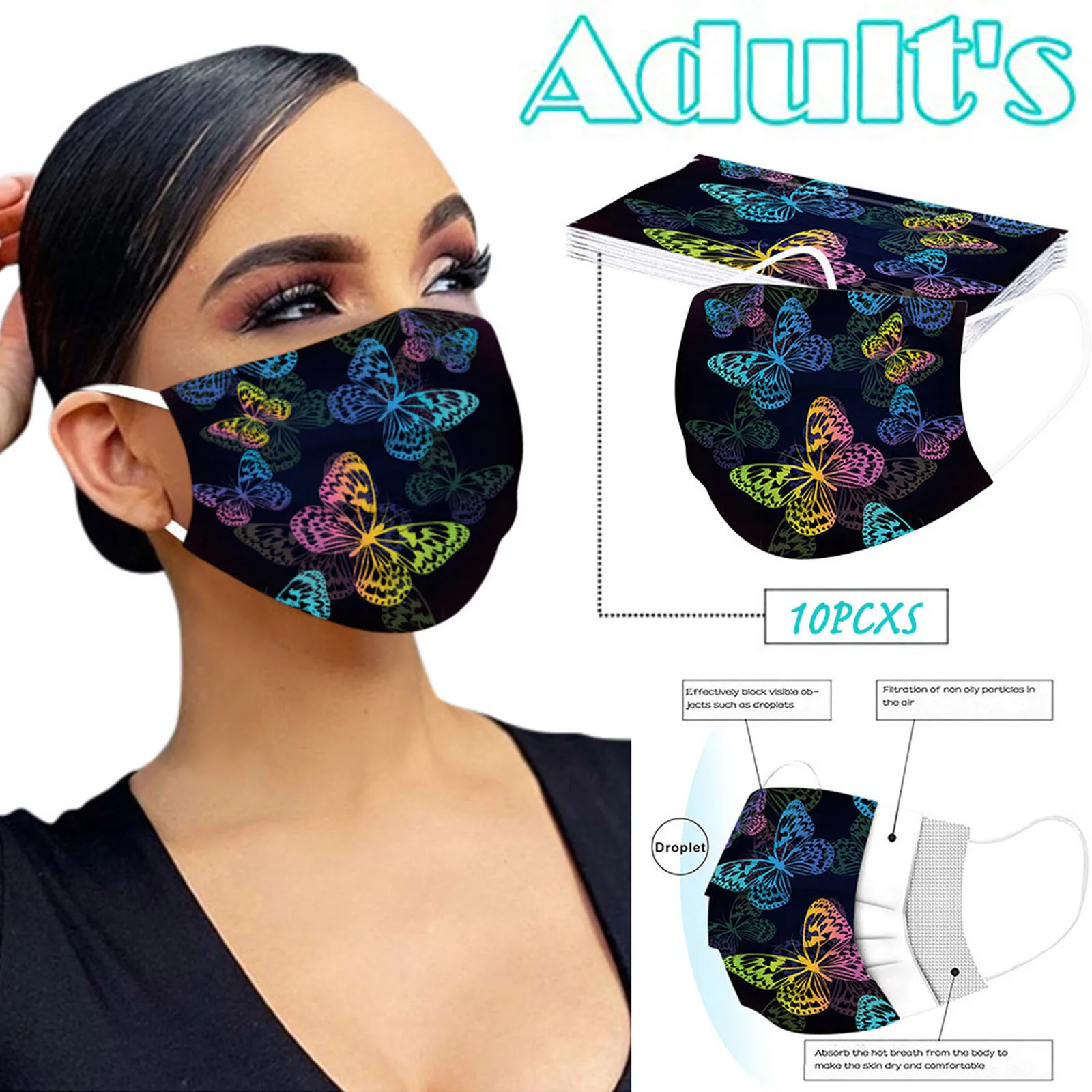 10 шт. одноразовые маски для лица 30 цветов | Тематическая одежда и униформа