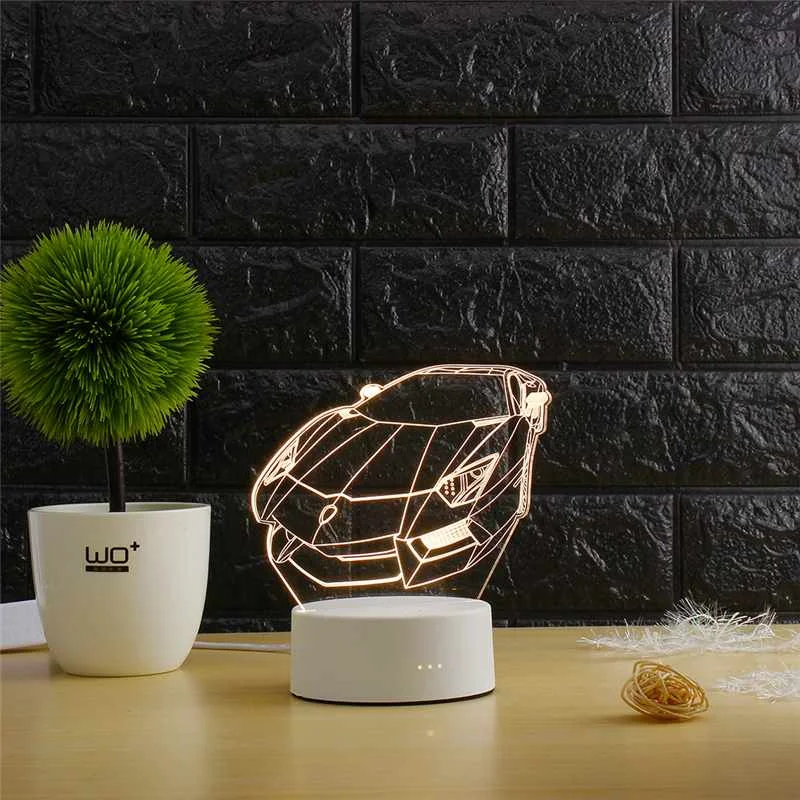 Sports Car ARILUX 3D светодиодный светильник, креативный 3D светодиодный ночник, новинка, иллюзия, ночник, 3D иллюзия, настольная лампа для дома, декоративная - Цвет: Sports Car