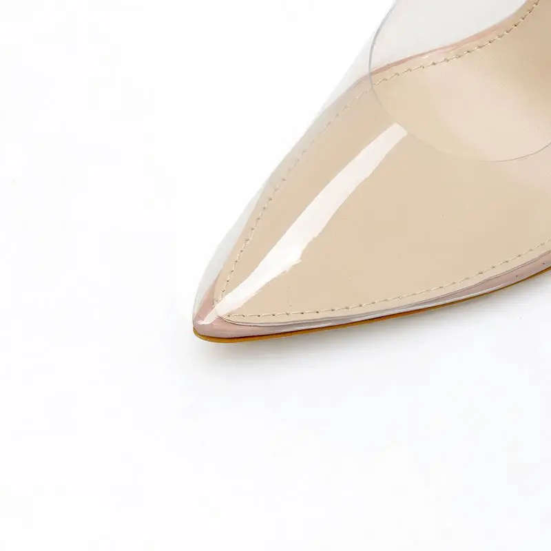 

crystal light mouth high heel large single shoes transparent pointed size 42
