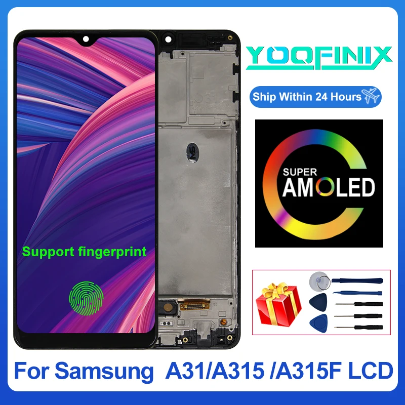Pantalla t&aacute;ctil AMOLED de 6,4 pulgadas para m&oacute;vil, piezas de repuesto de digitalizador LCD para Samsung Galaxy A31, SM-A315F/DS, A315G/DS, A315N, A315-0