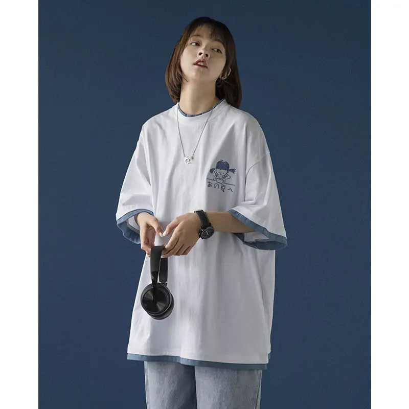 

New Summer Short-Sleeved T-Shirt Female Design Sense Niche Harajuku Style Loose Half-Sleeved Top