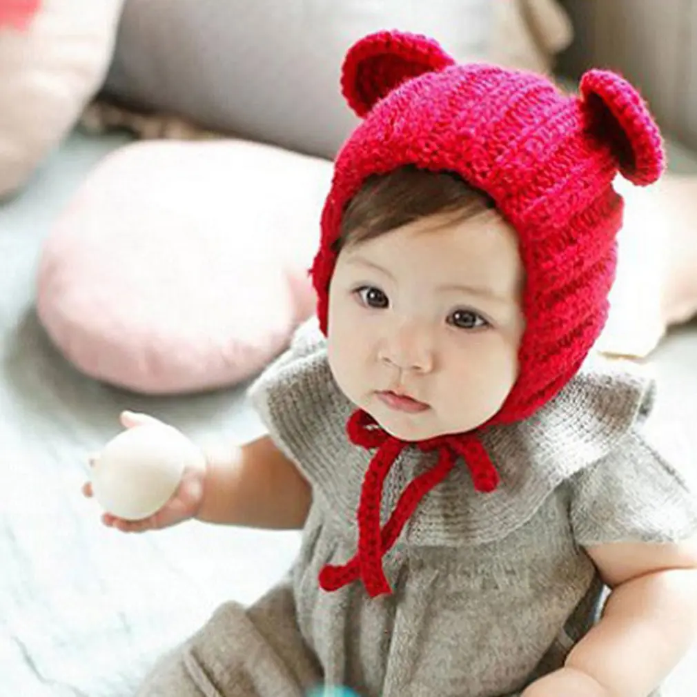 

New Baby Newborn Hats Autumn And Winter 0-3 Years Old Handmade Bear Ears Hats