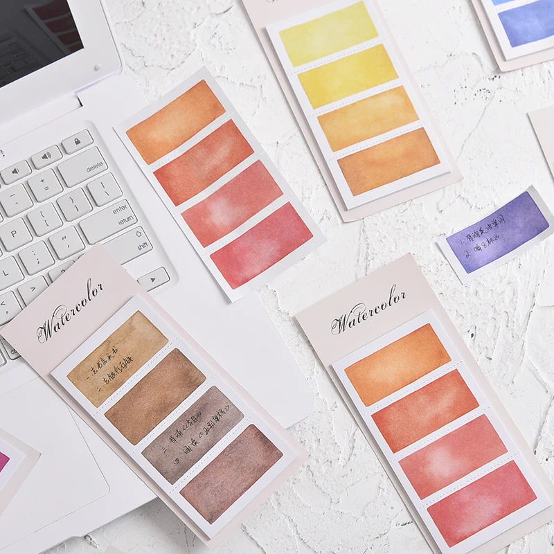 

24 pcs/Lot Watercolor sticky note Mini post tag memo pad Color stickers marker it label Office accessories School supplies E6633