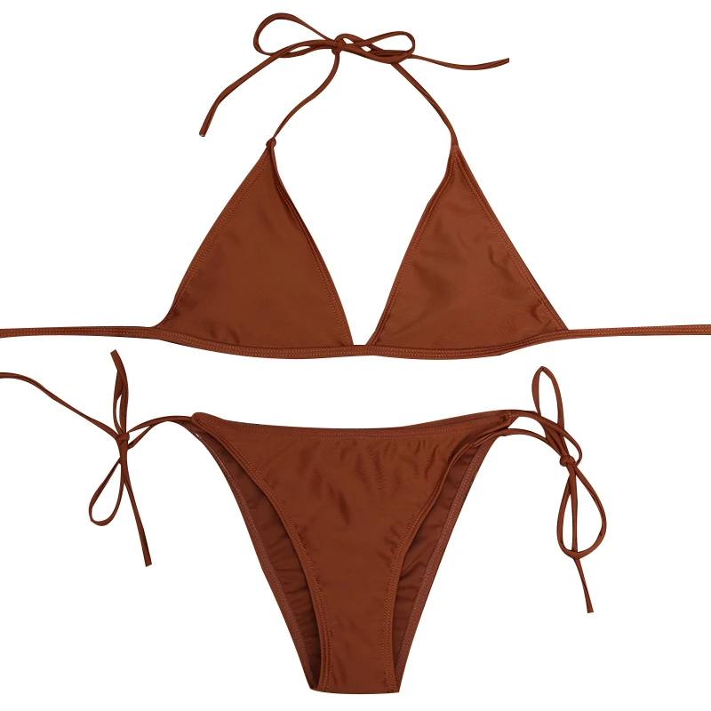 Новая модель пикантные Для женщин бикини коричневый/черный/красный насыщенный