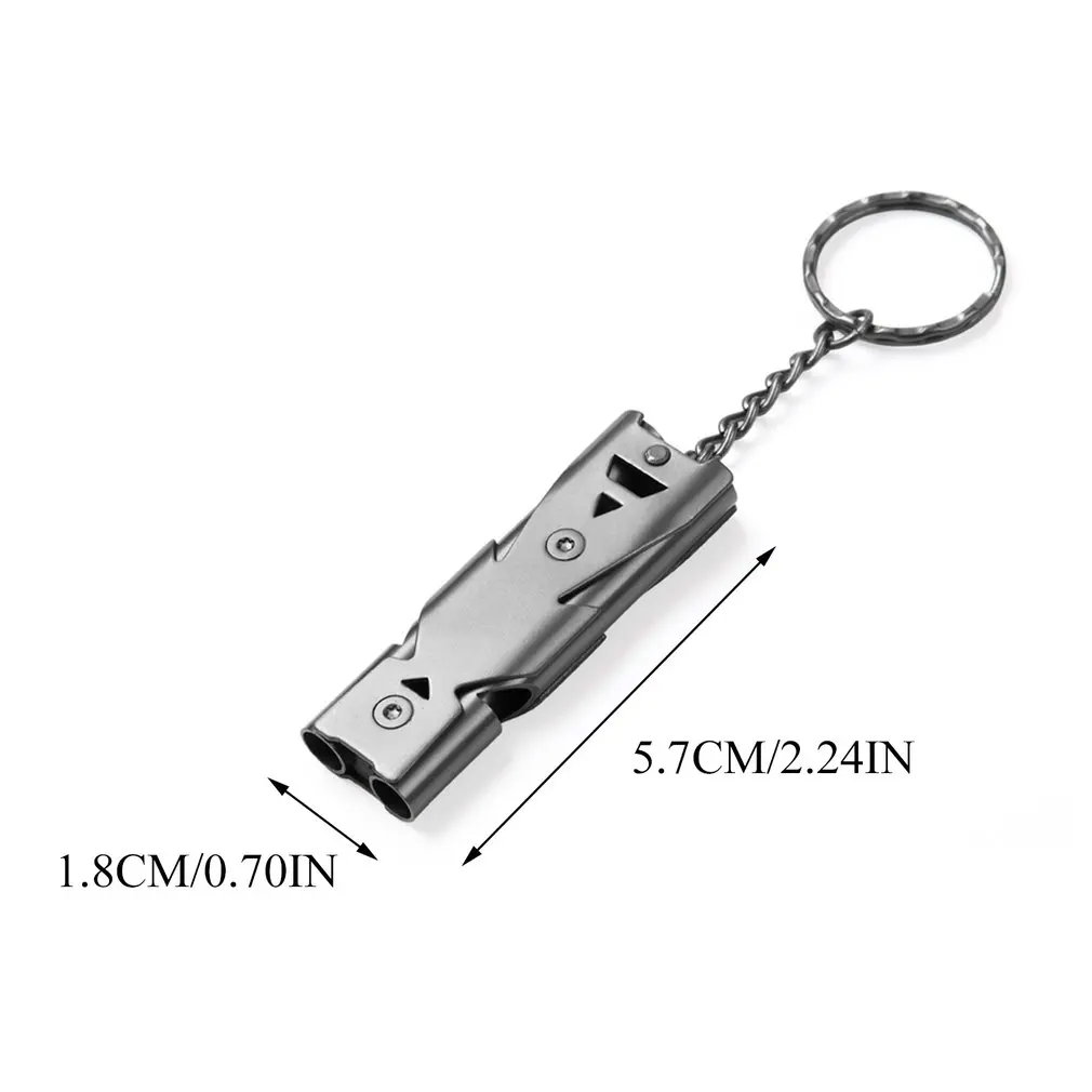 

150db Double Pipe Whistle High Decibel Stainless Steel Outdoor Emergency Survival Whistle Keychain Cheerleading Whistle