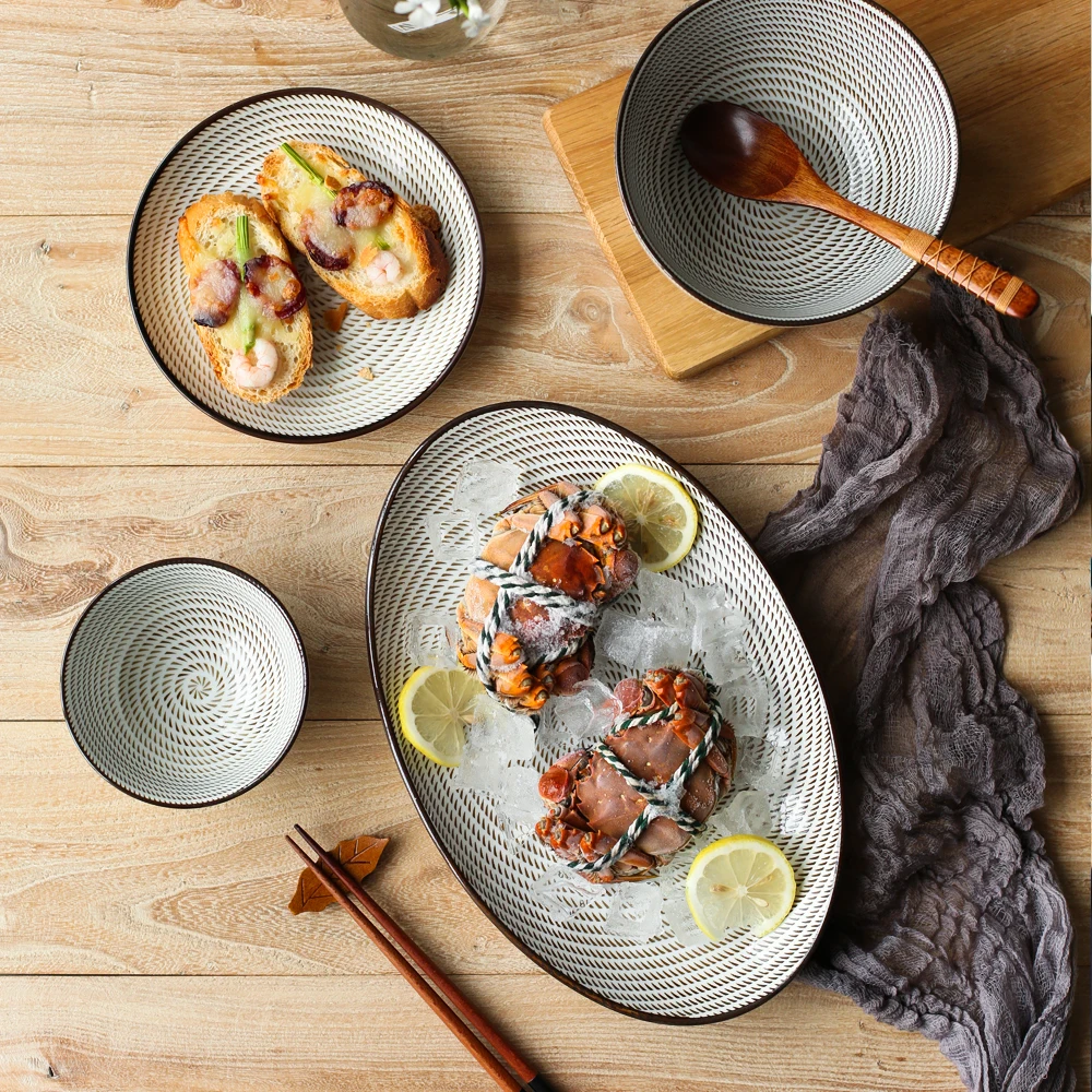 Японский ретро подглазурного Цвет 22 голова Керамика посуда набор внутренних