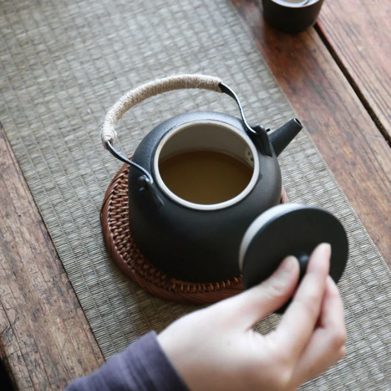 Горный чайник в японском стиле цветной керамический с глянцевым покрытием