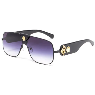 

2021 new box leather sunglasses men's beam leather buckle European and American sunglasses women's tide