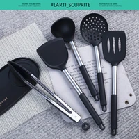kitchen utensils set silicone cooking spatula turner heat resistant kitchenware soup spoon brush pasta colander shovel cookware