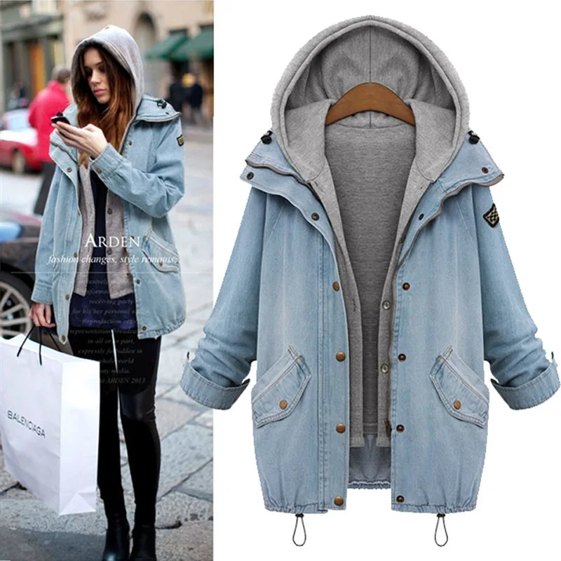 

Fashion Jean Jacket Vest Suit Women Oversized Jeans Denim Coat Korean Coats Spring Fall 2021 New Jackets For Women Solid Casual