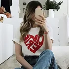 Liberte в форме сердца с принтом букв футболка для женщин хлопковая футболка с короткими рукавами в уличном стиле винтаж Стиль, веселые футболки, топы