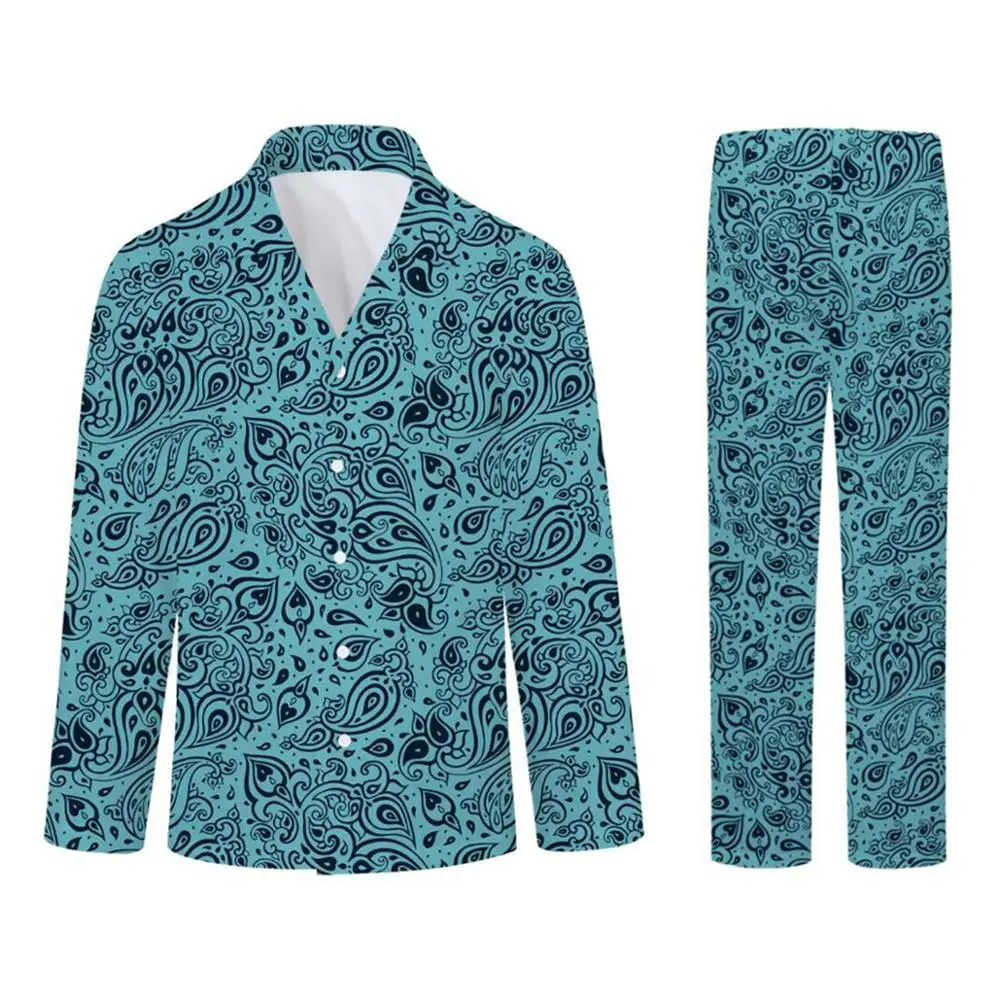 

YFFUSHI 3D Flowers Pajamas 2 Pcs No gender Bright Clear Printing Pajamas Male Polyester Breathable Men Sleepwear Fast Ship