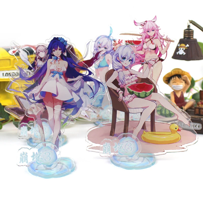 

Kawaii Honkai Impact 3 Figure Acrylic Stands Toy Cute Kiana Kaslana Yae Sakura Raiden Mei Murata Himeko Room Decor Gift for Boys