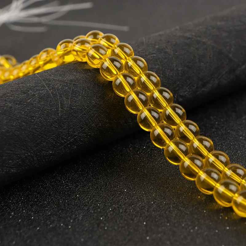 

Natural Yellow Glass Stone Beads Round Natural Yellow Loose Beads For DIY Making Bracelet Necklace Jewelry 6/8/10mm Beadtales