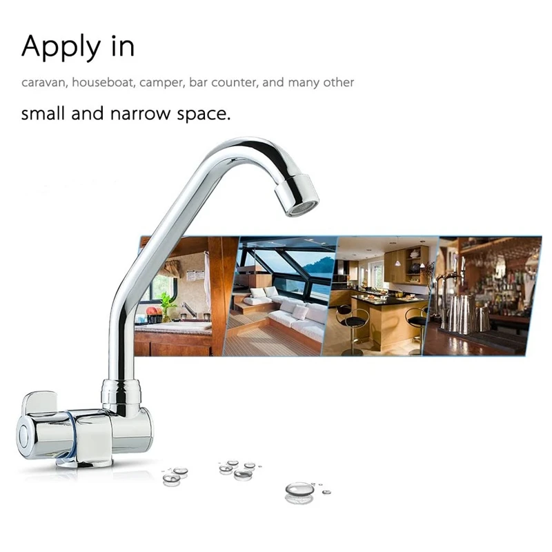 

Foldable RV Faucet 360 Degree Rotation Single Handle Deck/Wall Mounted Copper Basin Faucet for RV Marine Boat Deck Hatch