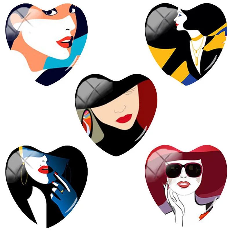 

JOINBEAUTY Модная современная девушка картина в форме сердца 25 мм стекло кабошон демонстрация плоская спина DIY девочка ювелирные изделия аксесс...