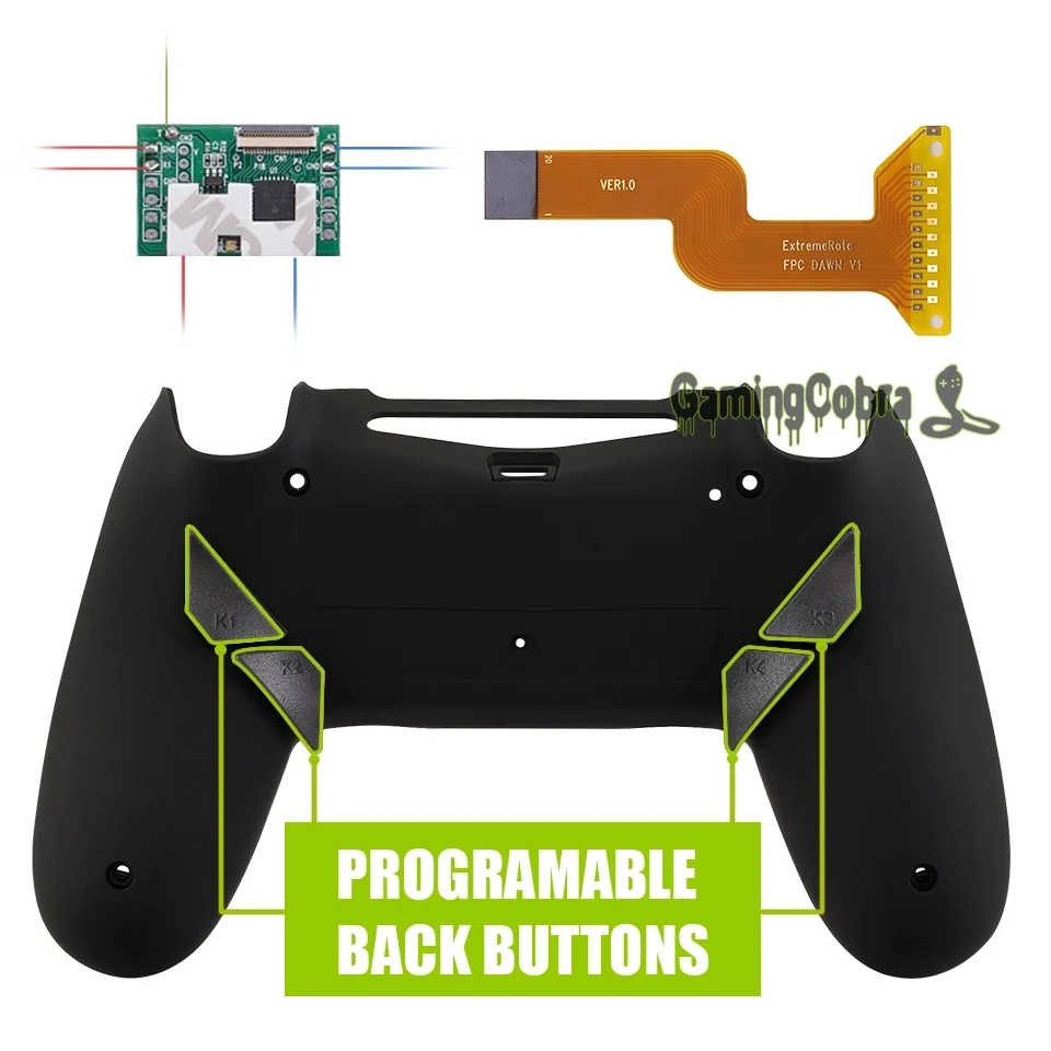 Рассвет программируемый Remap комплект для PS4 тонкий поляризационный фильтр Pro контроллер JDM 040/050/055 w/задняя крышка в виде ракушки и 4 и пуговицами на спине - Цвет: Soft Touch Black