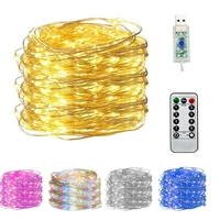 1pc 50100200 led copper wire string lights usb plug in fairy lights with remote 8 modes lights waterproof remote control timer