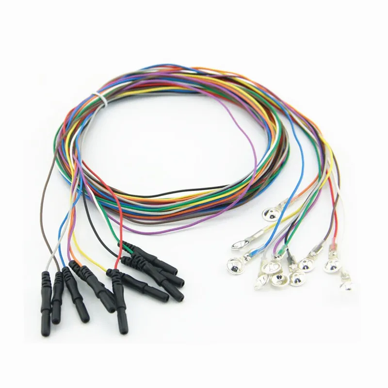 

Din 1.5mm EEG Cable Leadwires Silver Plated Cap Electrodes, 10 Wires Pack