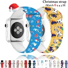 Ремешок рождественский ДЛЯ Apple watch band Series 7 41 мм 45 мм, силиконовый спортивный браслет для наручных часов iWatch 6 5 4 3 SE 444042 мм 38 мм