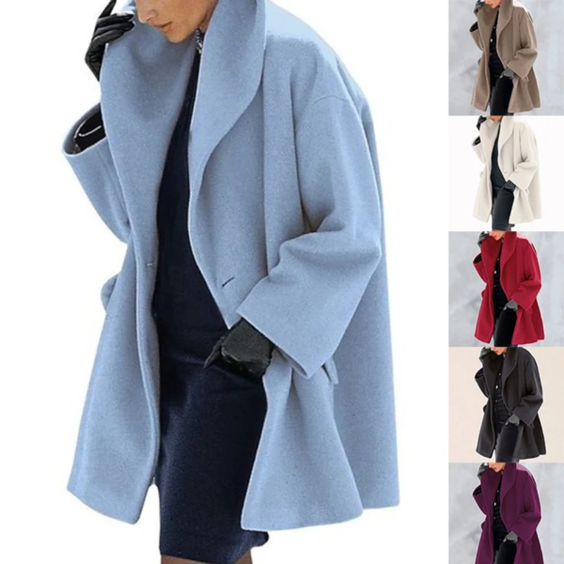 

Женская куртка с воротником-шалью, на пуговицах, с капюшоном, осенне-зимняя теплая длинная верхняя одежда, пальто, женское повседневное одно...