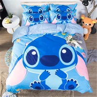 home textile cartoon stitch bedding set children high quality duvet cover pillowcases twin full queen king blue 3d bedclothes