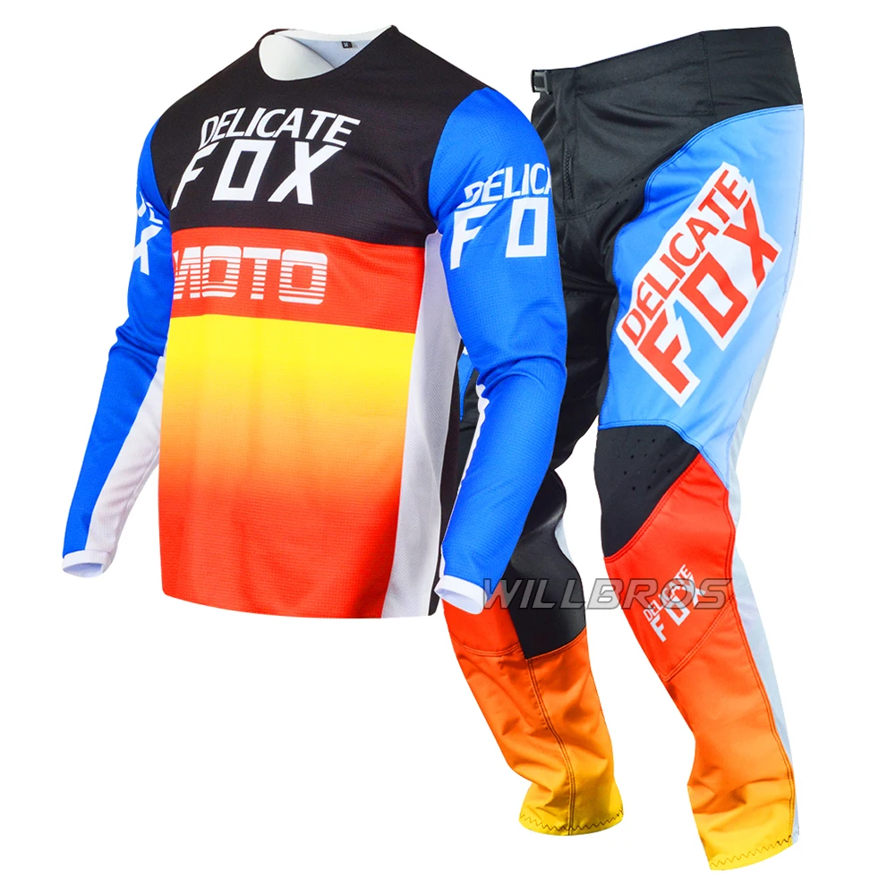 

180 Fyce комплект шестерен 2020 изящная лиса джерси брюки MX Combo BMX внедорожник для горного мотоцикла синий костюм для мужчин