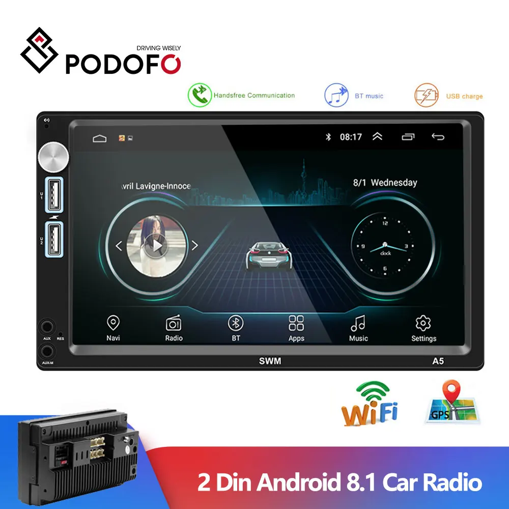Podofo 2Din Android 8 1 кассета Регистраторы для стерео Радио автомобильной авто 7 &quotgps WiFi