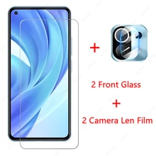 2Pcs For Xiaomi Mi 11 Lite Glass For Xiaomi Mi 11 Lite Tempered Glass Film 10T Pro Lite 5G A3 Screen Protector Camera Len Film