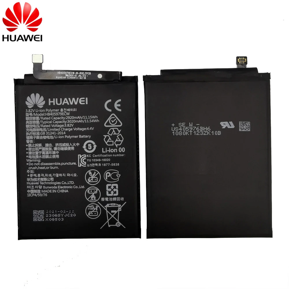 

Hua Wei HB405979ECW Original Replacement Battery For Huawei NOVA CAZ-AL10 CAZ-TL00 Enjoy 6S Honor 6A 7A 8A 6C Li-ion 3020mAh