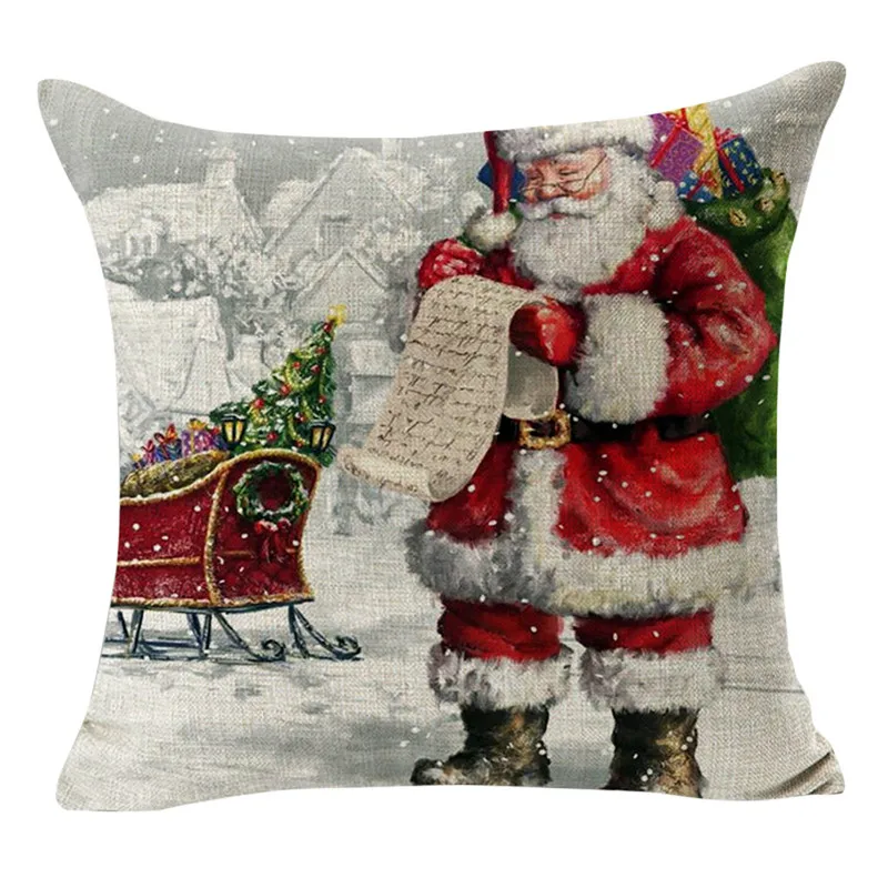 Чехол для подушки с рождеством льняная Подушка Сантой чехол дивана украшение