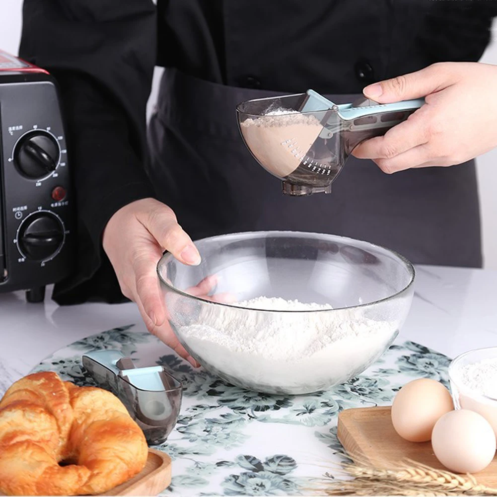 

2pcs Measuring Spoon Cups Set Adjustable Plastic Baking Measuring Scale Spoons For Cooking Baking Kitchen Kitchen Tool